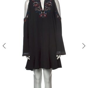 Parker Black Midi Dress with Floral Embroidery